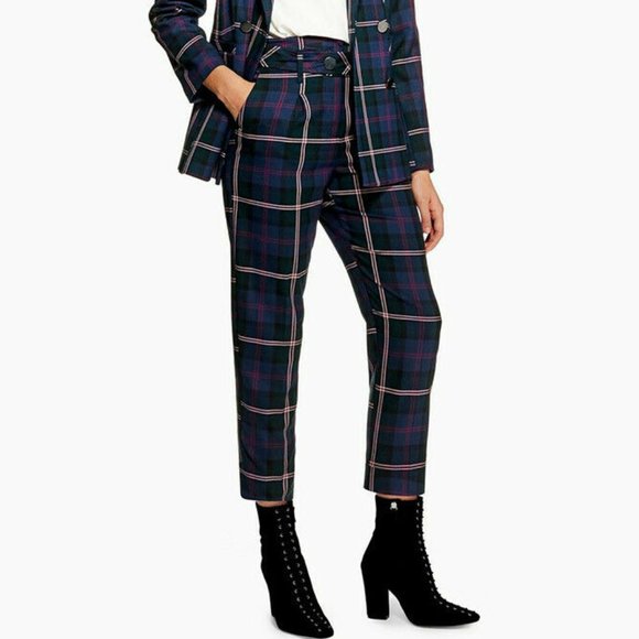 plaid belted pants